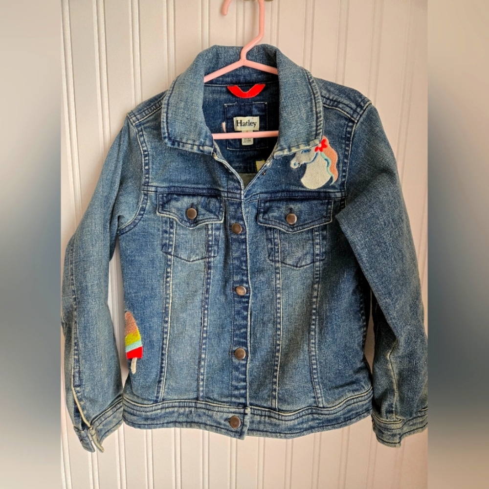 Hatley Denim Jacket with Fun Embroidery Size 6